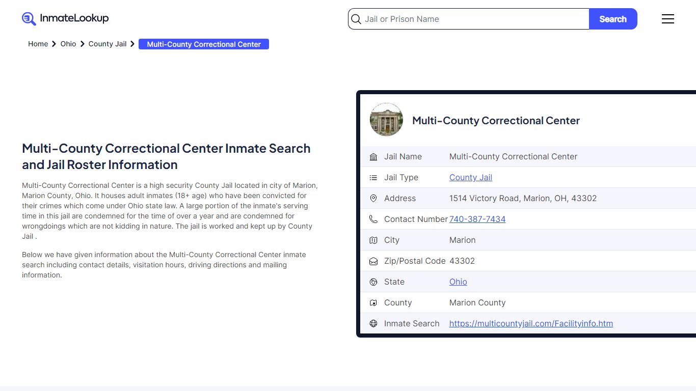Multi-County Correctional Center Inmate Search, Jail ... - Inmate Lookup